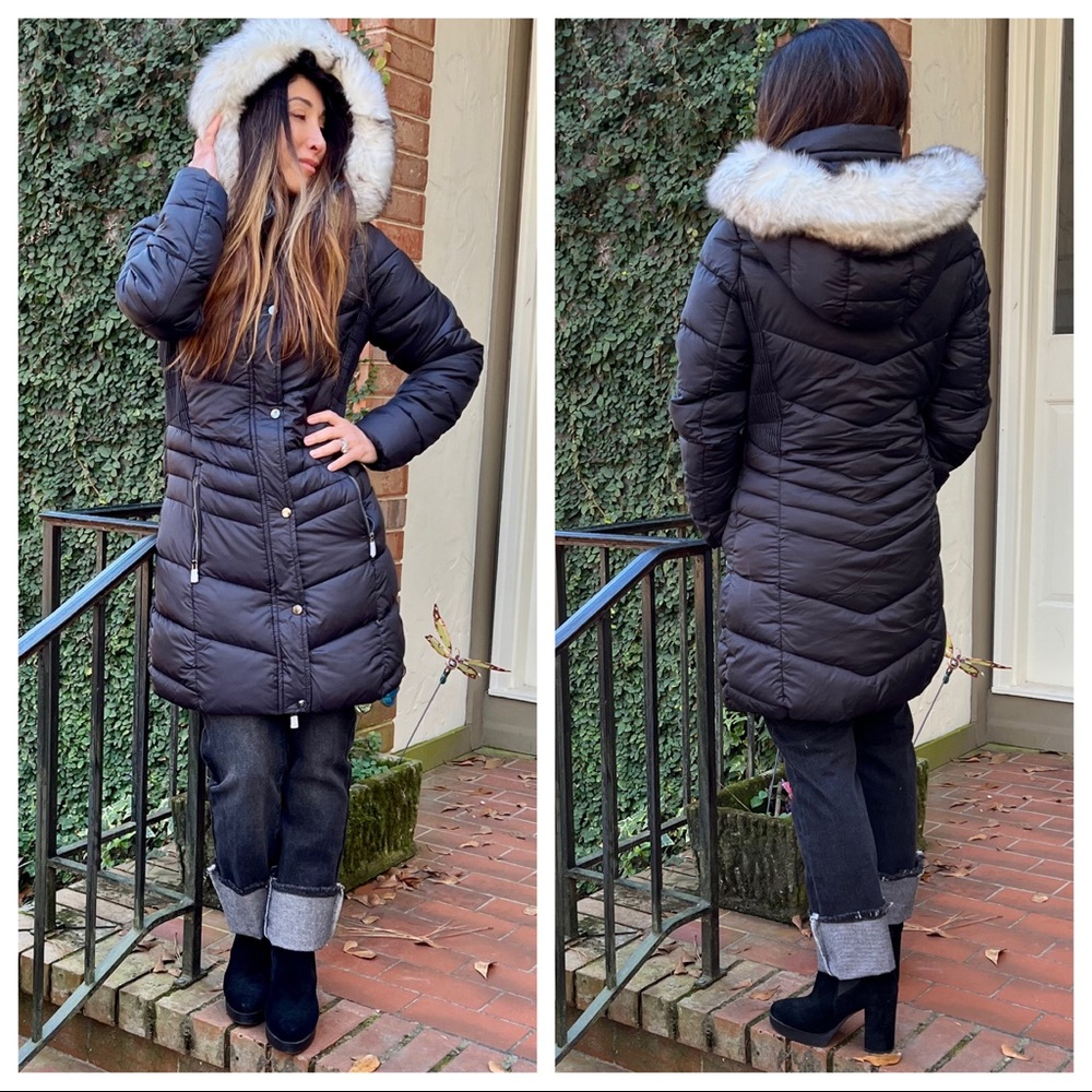 Most Fabulous warm Hooded Faux Fur Long Puffer Jacket - Picture 6 of 8